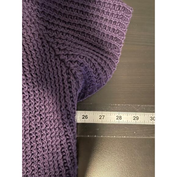 Pure Handknit Cardigan Sweater Womens 1X Purple Short Sleeve Open Knit Drape Hem - Picture 4 of 6
